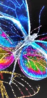 Beautiful neon butterfly wallpaper with vibrant colors.