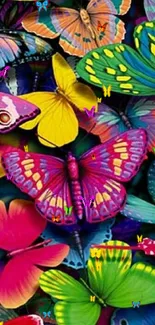 Colorful butterfly mobile wallpaper, vibrant and eye-catching design.