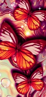 Vibrant butterfly wallpaper with swirling colors.