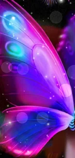 Colorful butterfly wallpaper with vibrant purple hues and abstract design.