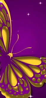 Purple and yellow butterfly on a vibrant background, perfect for mobile wallpaper.