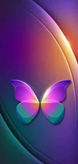 Vibrant butterfly on abstract colorful background mobile wallpaper.