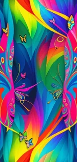 Vibrant and colorful butterfly design wallpaper.