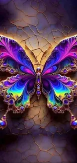 Vibrant butterfly wallpaper with colorful abstract design.