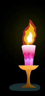 Vibrant candle design with glowing flame on mobile wallpaper.