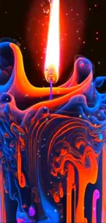 Vibrant candle flame with swirling colors and artistic design.