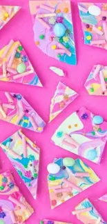 Colorful candy art wallpaper with pastel sweets.