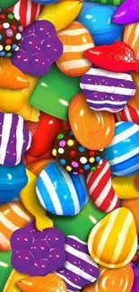 Colorful candy-themed mobile wallpaper with vibrant sweets.