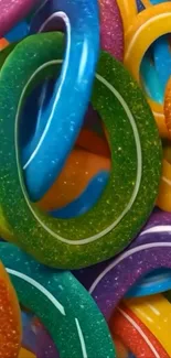 Colorful intertwined candy loops for a vibrant phone wallpaper.