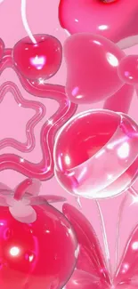 Bright pink candy-themed mobile wallpaper with a fun, playful design.