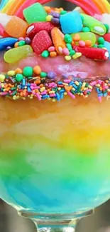 Vibrant candy rainbow dessert wallpaper for mobile.