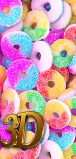 Colorful candy rings on a pink background wallpaper.