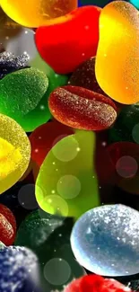 Vibrant jelly beans in colorful display.