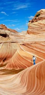 Vibrant canyon landscape with blue sky.