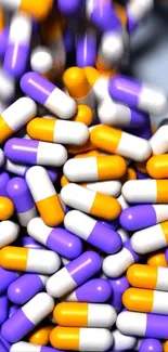 Vibrant orange and purple capsule design wallpaper.