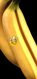 Cartoon banana illustration on a bright yellow background.