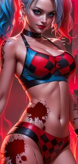 Vibrant cartoon character with colorful art and urban background.