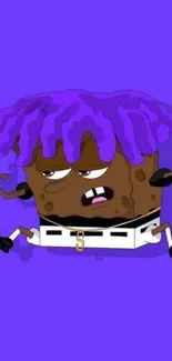 Cartoon character with purple hair on a purple background wallpaper.