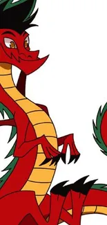 Cartoon dragon with vibrant red and yellow colors in animated style.