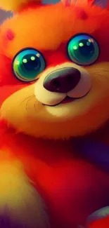 Cute furry cartoon creature with vibrant colors and big eyes.