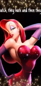 Glamorous cartoon character wallpaper with sparkling effects.