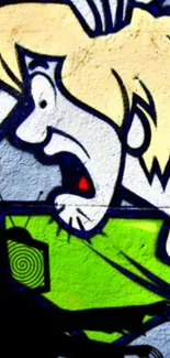 Vibrant cartoon graffiti art with lime green highlights.