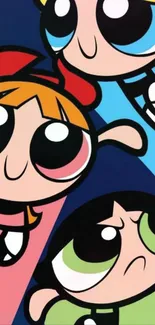 Vibrant cartoon trio with dynamic expressions in bold colors