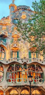 Colorful facade of Casa Batlló in Barcelona, showcasing Gaudí's unique architecture.