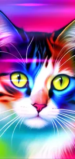 Colorful abstract cat art wallpaper with vibrant hues.