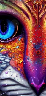 Intricate and colorful cat face art wallpaper for mobile screens.