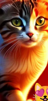 A vibrant cat with striking orange hues and bright eyes.