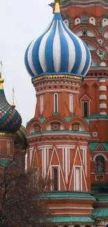 Saint Basil's Cathedral with colorful domes in Moscow, highlighting vibrant architecture.