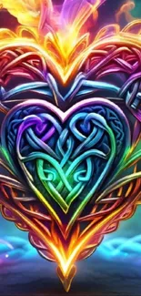 Colorful Celtic heart with intricate design