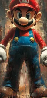 Vivid artistic wallpaper of a game character in red and blue.