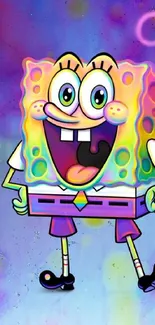 Vibrant cartoon character on psychedelic background.