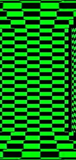 Green and black checkered illusion art for mobile wallpaper.
