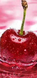 Vibrant cherry in water splash wallpaper for phone.