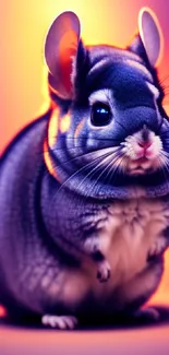 Vibrant chinchilla with warm colors, perfect for mobile wallpaper.