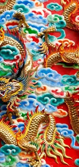 Vibrant Chinese dragon artwork with bold colors.