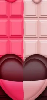 Dual pink chocolate heart mobile wallpaper.