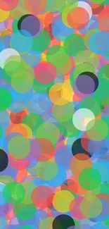 Vibrant wallpaper with colorful overlapping circles in green, blue, and more.