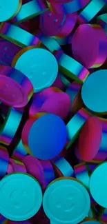 Vibrant wallpaper with colorful circular designs.