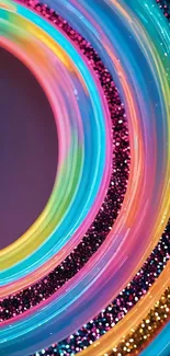 Circular design with multicolored glitter