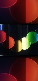 Colorful circular light spectrum on a dark background.