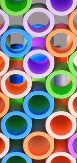 Colorful circular geometric pattern artwork for mobile wallpaper.