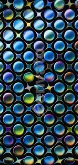 Mobile wallpaper with vibrant circular bubble pattern.