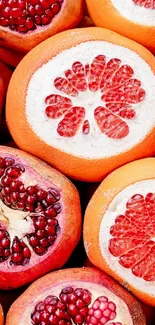 Vibrant grapefruit and pomegranate mobile wallpaper.