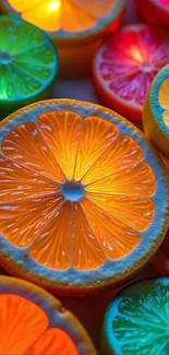 Vibrant citrus slices in colorful hues.