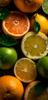 Vibrant arrangement of citrus fruits including oranges, lemons, and limes.