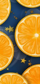 Vibrant orange slices with star accents wallpaper.